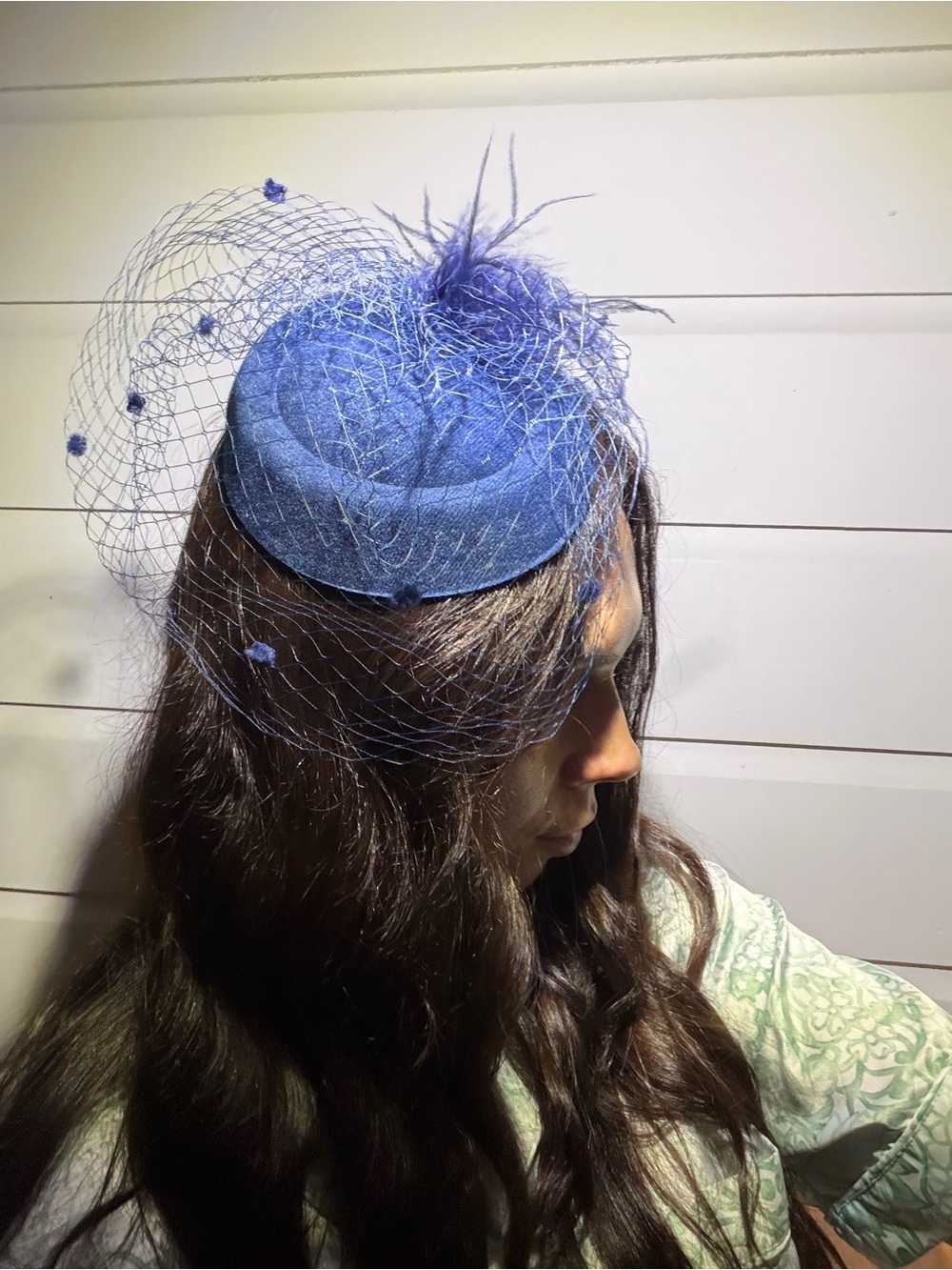 Vintage  Elegant Navy Blue Veiled Fascinator Hat